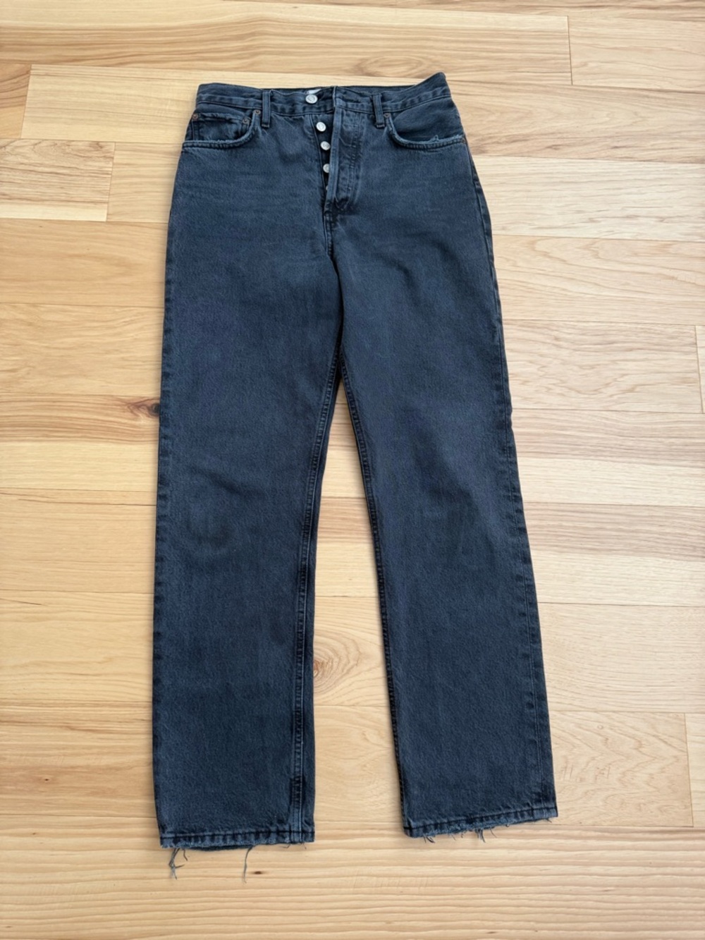 Agolde Black High-Rise Straight Leg Jeans